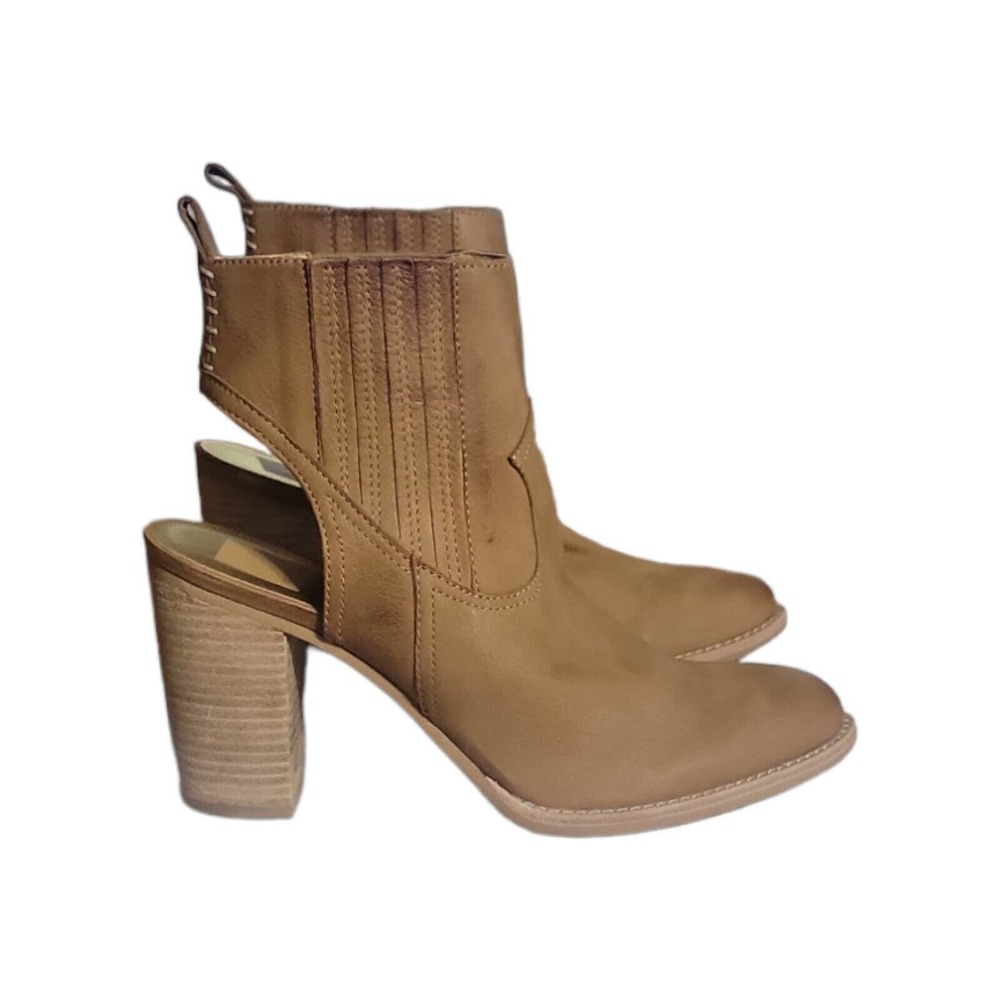 Dolce Vita Womens Jasper Saddle Ankle Boot Brown Nubuck Leather Block Heel 9 New